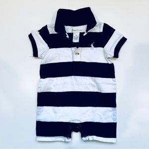 NWOT Baby Boys Striped Cotton Rugby Shortall - 3M